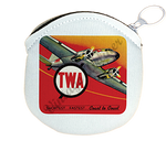 TWA Coast to Coast Bag Sticker Round Coin Purse