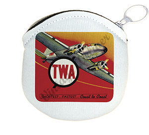 TWA Coast to Coast Bag Sticker Round Coin Purse