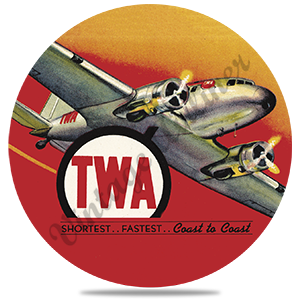 TWA Coast to Coast Sticker Round Coaster