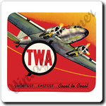TWA Coast to Coast Sticker Square Coaster