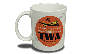 TWA Wright Cyclone DC-3 Bag Sticker  Coffee Mug