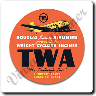 TWA 1930's DC-3 Wright Cyclone Square Coaster