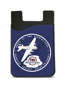 TWA 1940's Dark Blue Route of the Stratoliner Bag Sticker Card Caddy