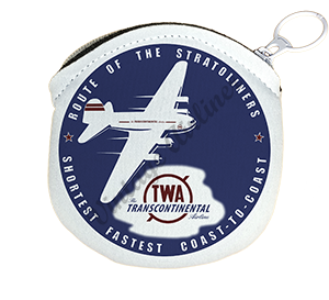 TWA Dark Blue Route of the Stratoliners Round Coin Purse