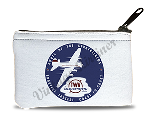 TWA Dark Blue Route of the Stratoliners Bag Sticker Rectangular Coin Purse
