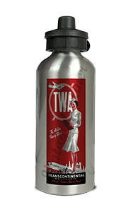 TWA 1940's Flight Attendant Timetable Cover Aluminum Water Bottle