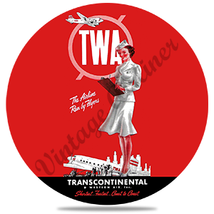 TWA 1940 Stewardess Timetable Cover Round Coaster