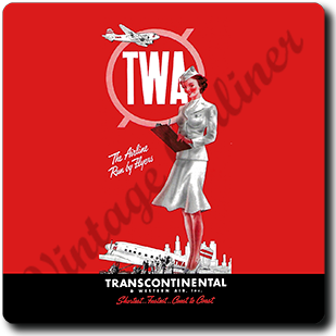 TWA 1940 Stewardess Timetable Cover Square Coaster