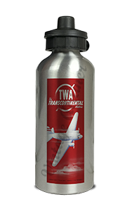TWA 1930's Timetable Cover Aluminum Water Bottle
