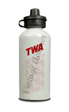 TWA 1970's White Timetable Cover Aluminum Water Bottle