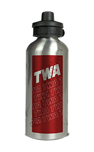 TWA 1970's Red Timetable Cover Aluminum Water Bottle