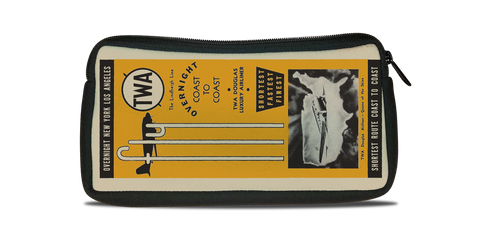 TWA Vintage Timetable Cover Bag Sticker Travel Pouch