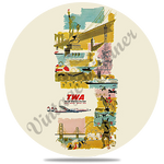 TWA Vintage Timetable Cover Round Coaster