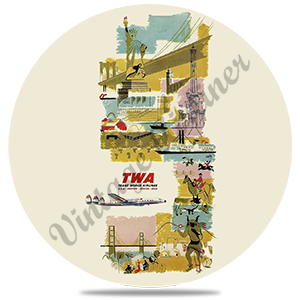 TWA Vintage Timetable Cover Round Coaster