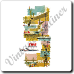 TWA Vintage Timetable Cover Square Coaster