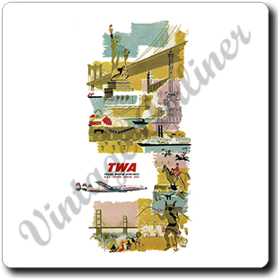 TWA Vintage Timetable Cover Square Coaster