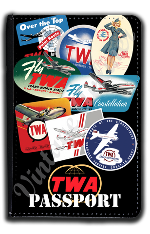 Twa Sticker TWA Travel Sticker Collage Passport Case – Airline Employee Shop