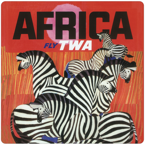 TWA Africa Travel Poster Square Coaster