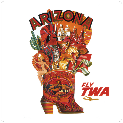 TWA Arizona Travel Poster Square Coaster