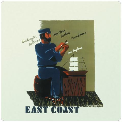 East Coast American Airlines Original Travel Poster Coaster