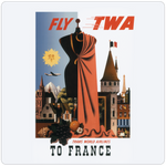 TWA 1952 France Travel Poster Square Coaster