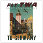 TWA Germany Travel Poster Square Coaster