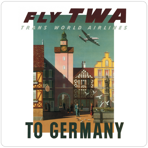 TWA Germany Travel Poster Square Coaster