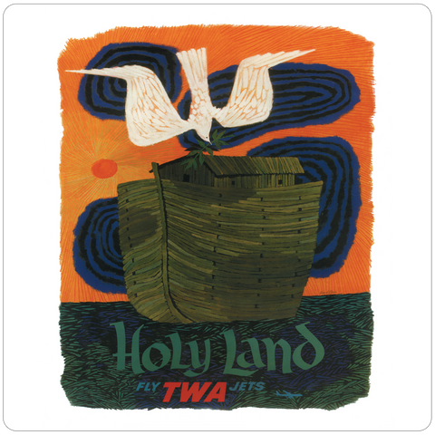 TWA Holy Land Travel Poster Square Coaster
