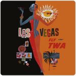 TWA Las Vegas Travel Poster Square Coaster