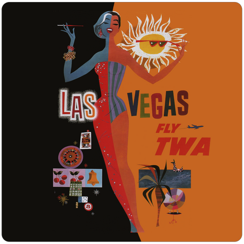 TWA Las Vegas Travel Poster Square Coaster