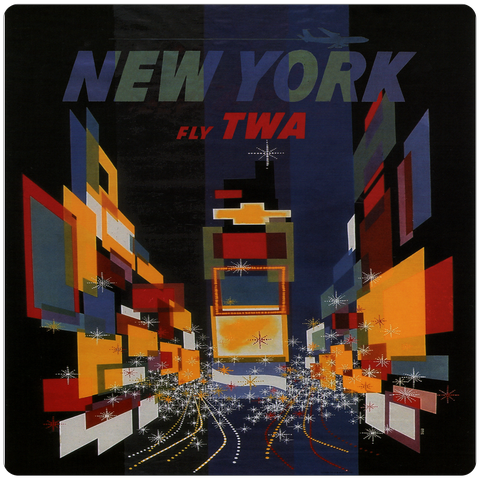TWA 1960 New York City Vintage Travel Poster Square Coaster
