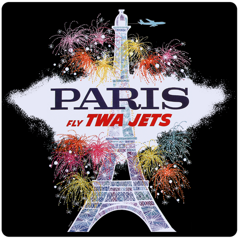 TWA Paris Travel Poster Square Coaster