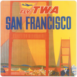 TWA San Francisco 1960's Travel Poster Square Coaster