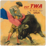 TWA Spain Travel Poster Square Coaster