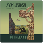 TWA 1950's Ireland Vintage Travel Poster Square Coaster