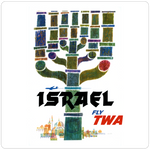 TWA Israel 1950's Travel Poster Square Coaster