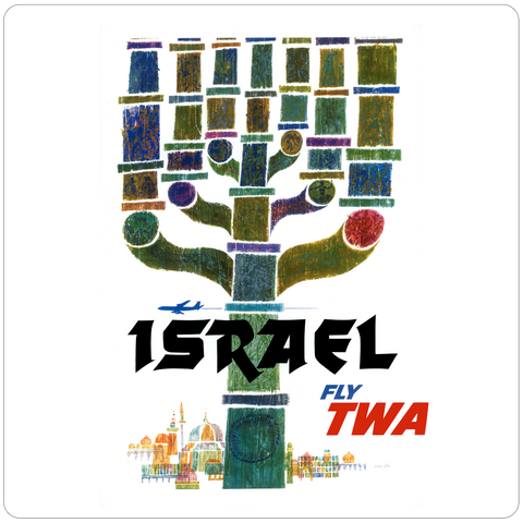 TWA Israel 1950's Travel Poster Square Coaster