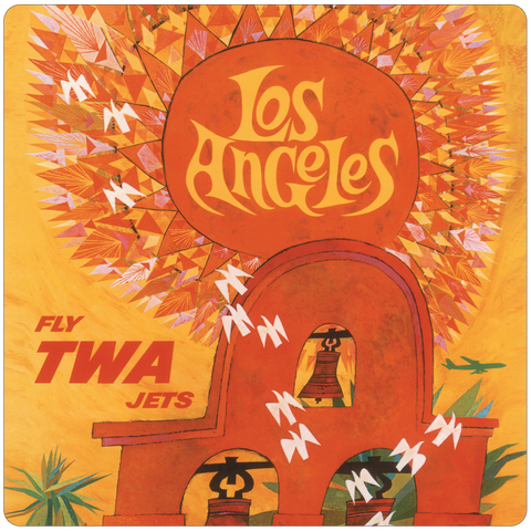 TWA 1959 Los Angeles Vintage Travel Poster Square Coaster
