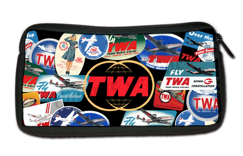 TWA Travel Sticker Collage Pouch