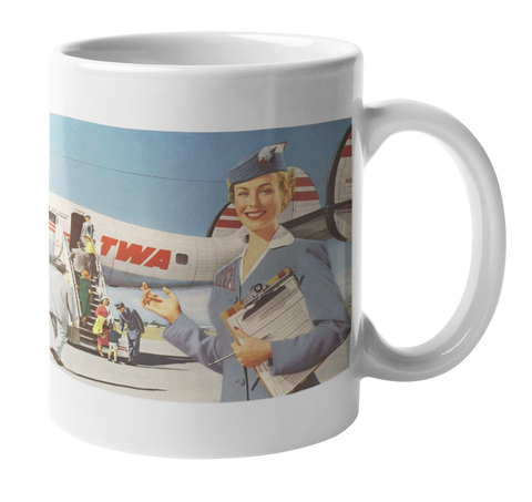 TWA Vintage Stewardess Art Coffee Mug