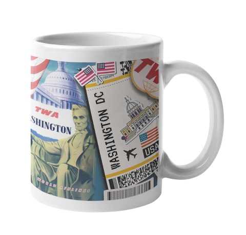 TWA Ticket To Washington DC Collage Art Coffee Mug