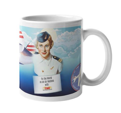 TWA Vintage Stewardess Art Collage Coffee Mug