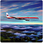 United Airlines DC8 Square Coaster by Rick Broome