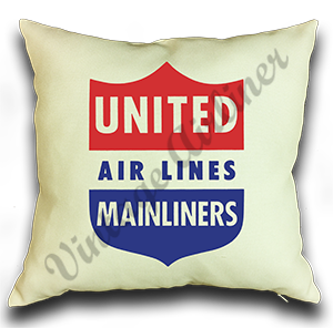 United Airlines 1940's Mainliner Bag Sticker Linen Pillow Case Cover