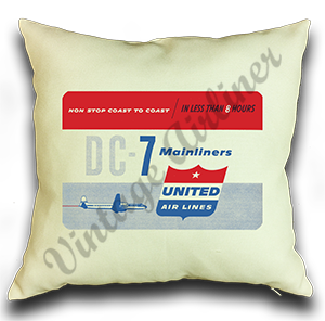 United Airlines DC-7 Bag Sticker Linen Pillow Case Cover
