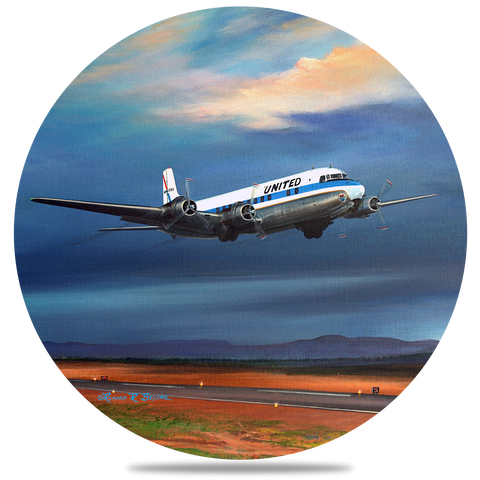 United Airlines DC6 Round Coaster by Rick Broome