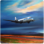 United Airlines DC6 Square Coaster by Rick Broome