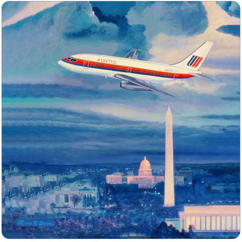 United Airlines 737 Square Coaster by Rick Broome