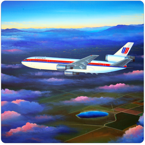United Airlines DC10 Square Coaster by Rick Broome