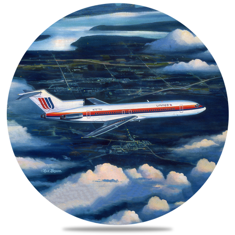 United Airlines 727 Tulip Livery Round Coaster by Rick Broome